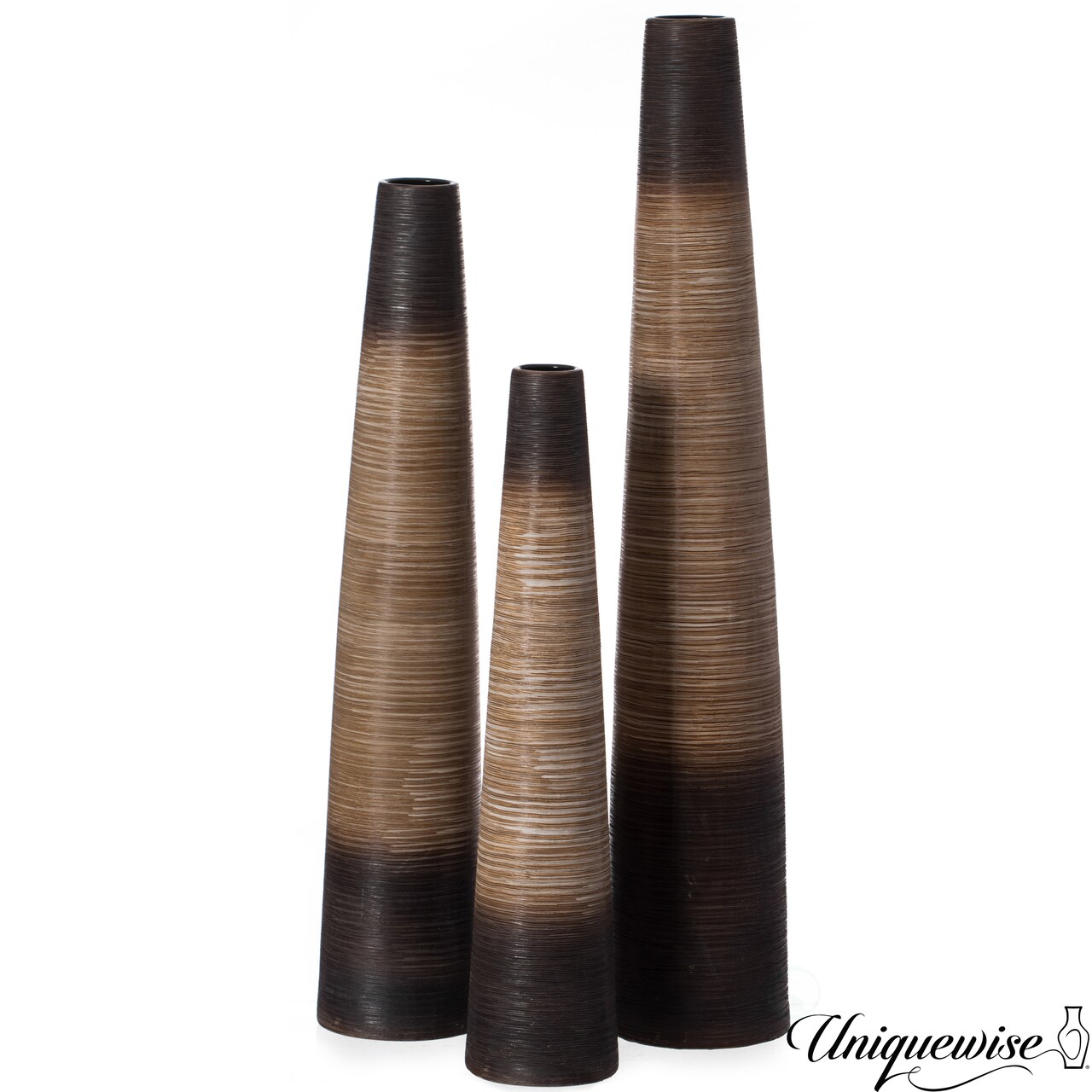 Tall Handcrafted Brown Ceramic Floor Vase - Waterproof Cylinder-Shaped Freestanding Vase, Ideal for Tall Floral Arrangements and as a Standalone Piece